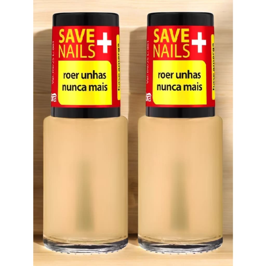 2 Unidades De Save Nails Roer Unhas Nunca Mais Cora 9ml- Base unha Amarga- Esmalte