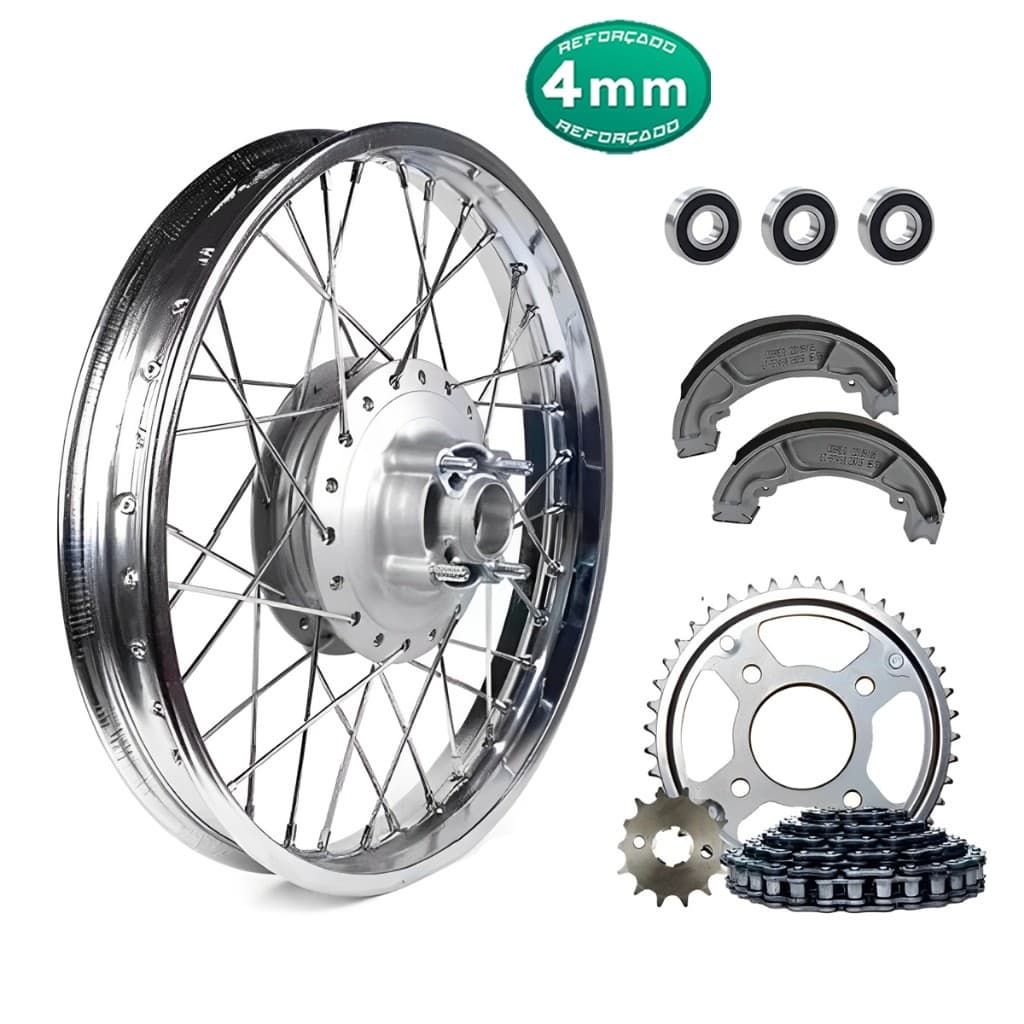 Roda Traseira Fan 125 09 Á 18 Raio 4mm Alinhada Com Relação