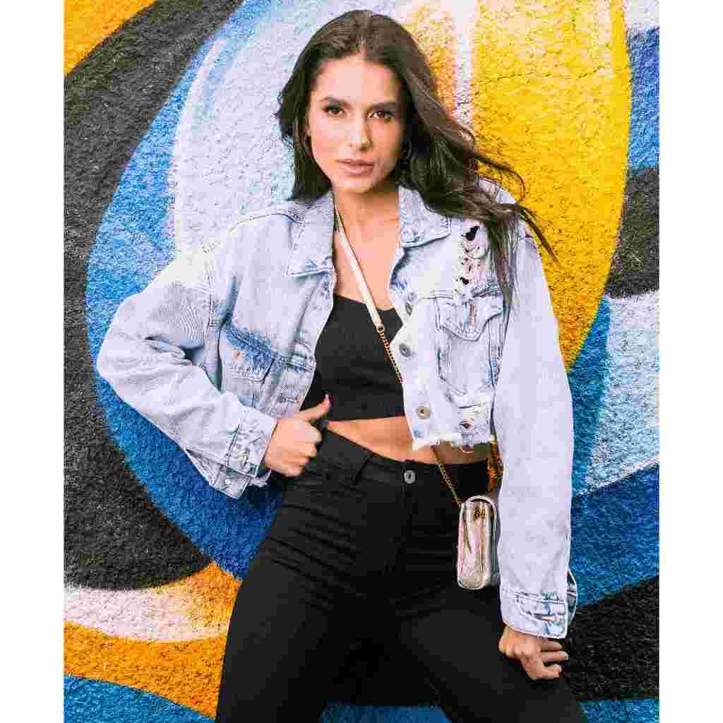 Jaqueta Jeans Cropped Oversized Salvatore Fashion