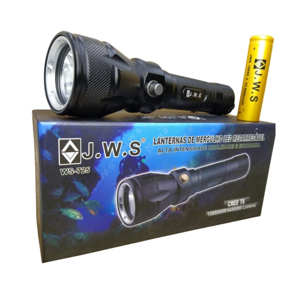 Lanterna Profissional Para Mergulho Led T6 Jws Ws-725 Cor Da Luz Branco