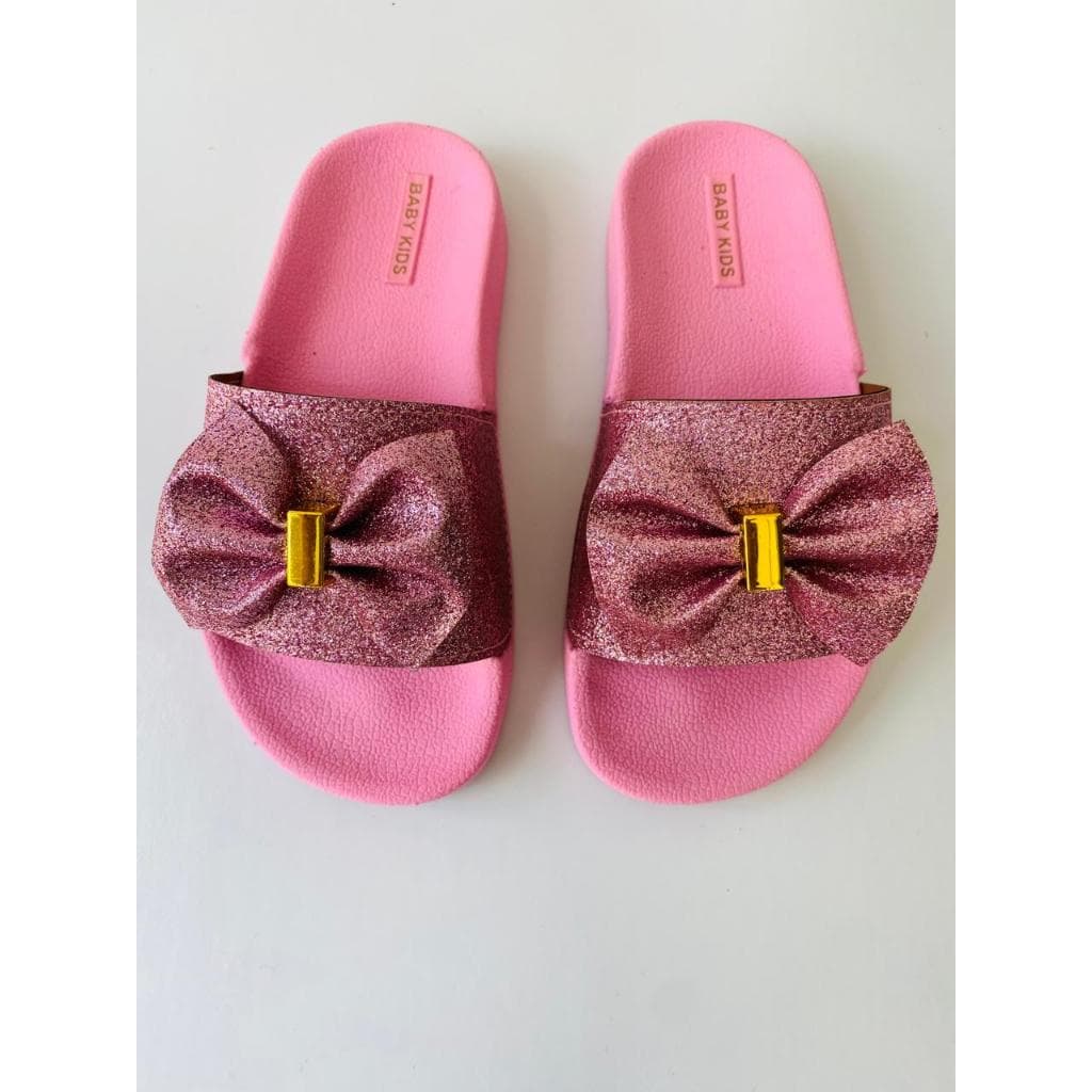 Chinelo Slide Glitter Menina Infantil Tendência Super Leve E Confortável Rosa