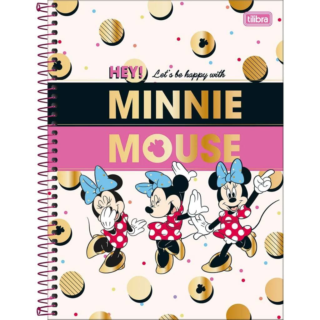 Caderno Capa Dura Espiral Minnie Tilibra Connect Universitário 1 ou 10 Matérias Tilibra