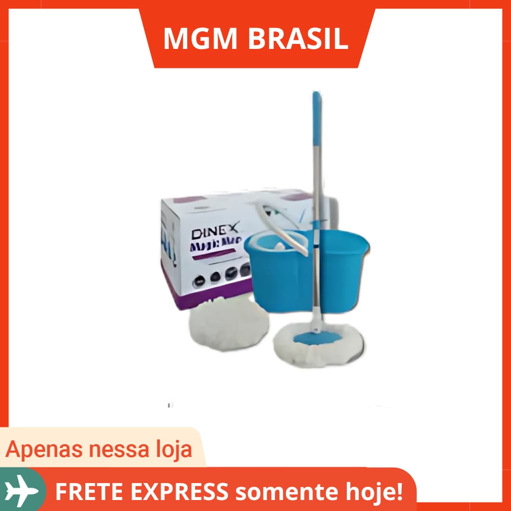 Mop Giratório balde 360 Fit / Esfregão de Limpeza na Promoção com 2 esfregões