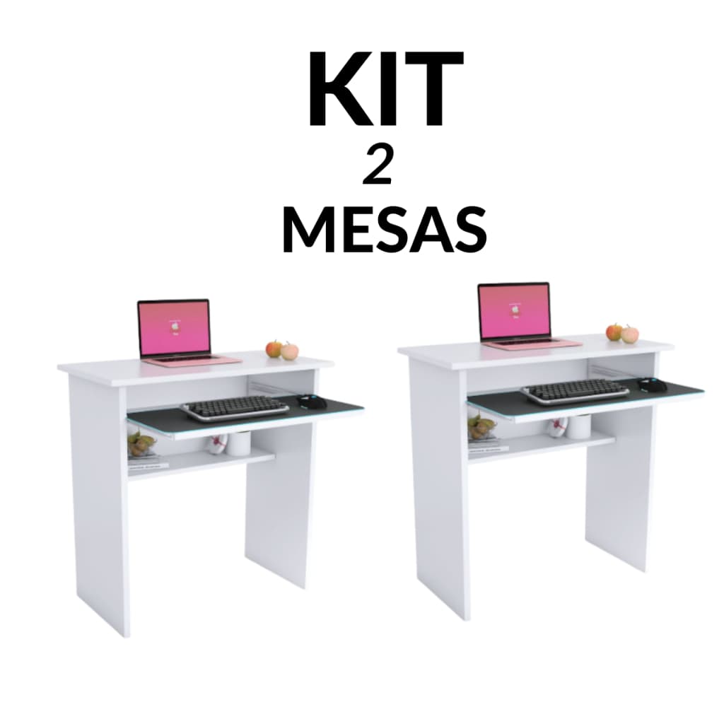 Kit 2 Mesas Escrivaninha Estudo Home Office Industrial Branco Ideal