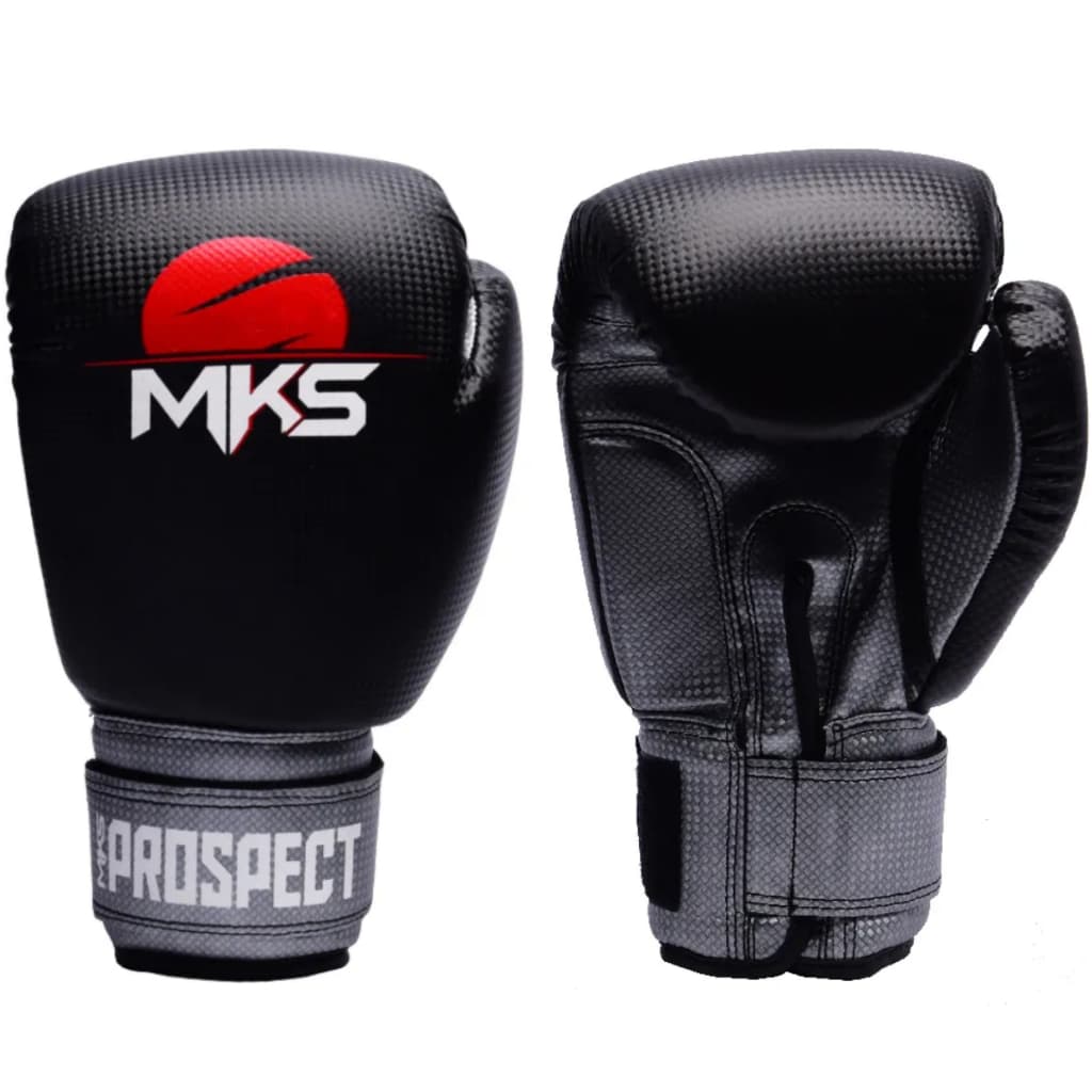LUVA MUAY THAI BOXE KICKBOXING PROSPECT PRETA/PRATA - MKS COMBAT