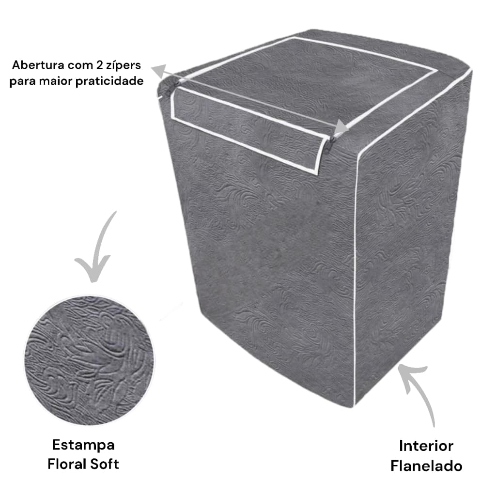 Capa Maquina de Lavar com Zíper Prática Proteção Todas as Marcas Variadas Consul Electrolux Brastemp
