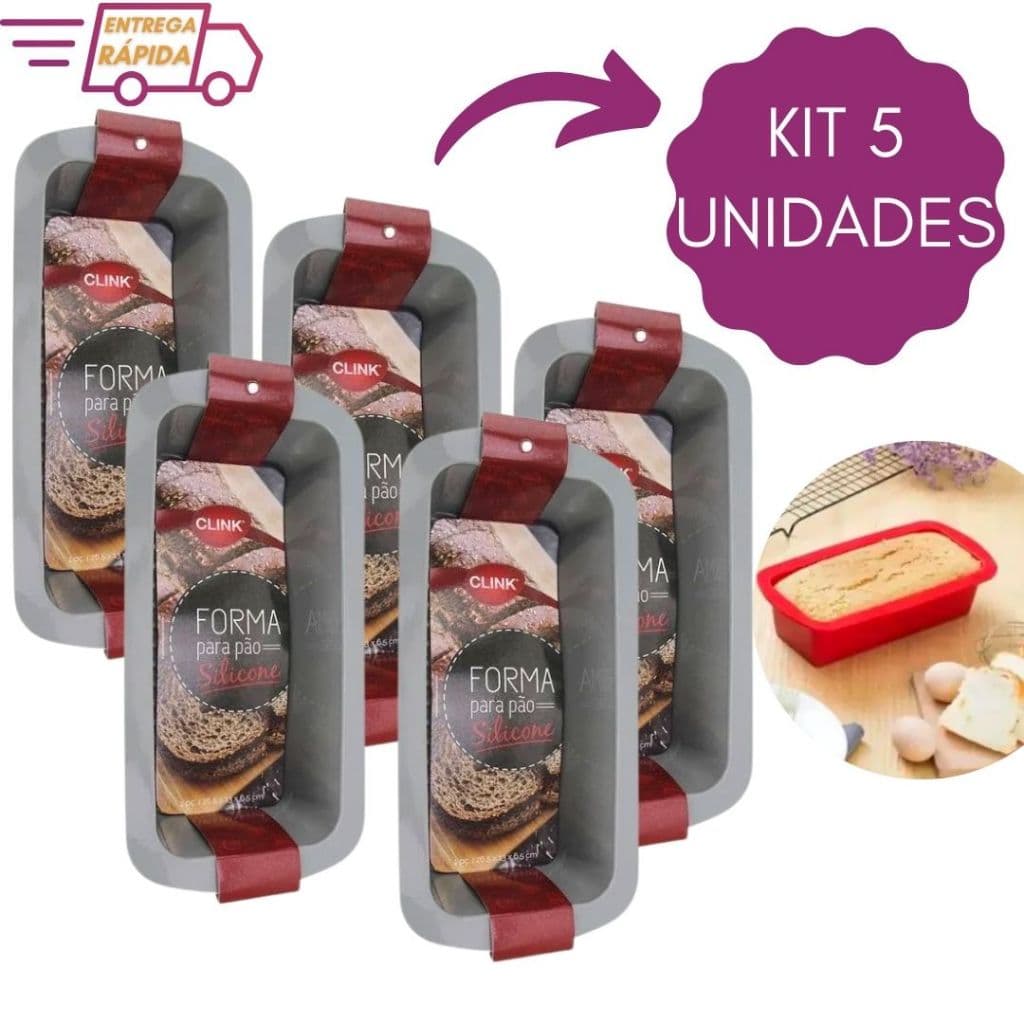 Kit 5 Formas De Silicone para Pão e Bolo Inglês Cozinha Doce Salgado