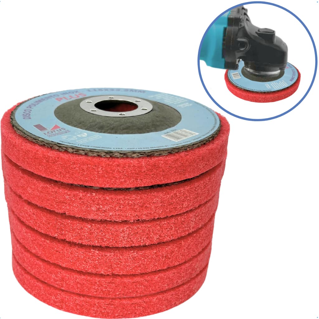 kit 6 disco polimento inox ferro alumínio 115mm furo 22.2mm 4 1/2 Disco polidor Disco para polir