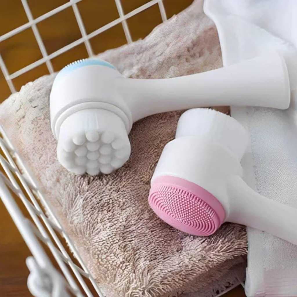 Kit Esponja De Limpeza Facial 2em1 Massageadora Com Cerdas Macias Com Cabo Limpeza Profunda Mandala