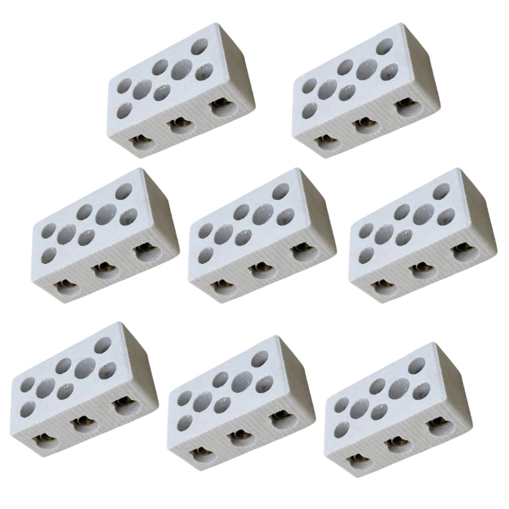 Kit 10 Conector Chuveiro Cerâmica/porcelana 3 Polos 10mm