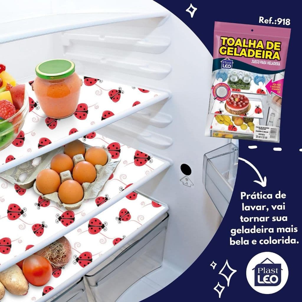 Kit 3 Unid. Toalha de Geladeira 36cmx53cm plast leo