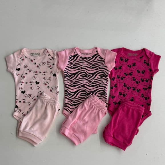 Kit 3 Conjuntos Body E Shorts Bebe Menina Manga Curta Feminino tamanhos RN P M G GG