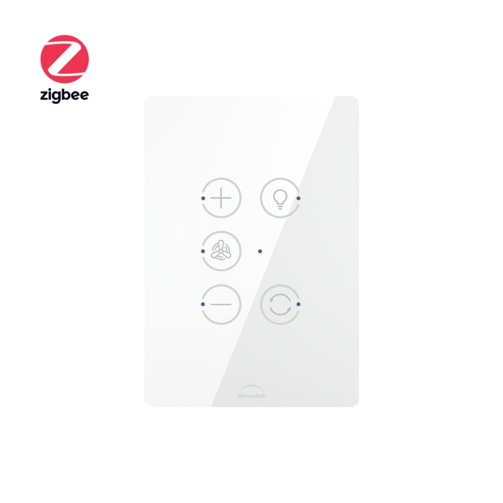 Interruptor Controlador De Ventilador de Teto ou Parede com função Exaustor Touch Zigbee 4x2 Dometek
