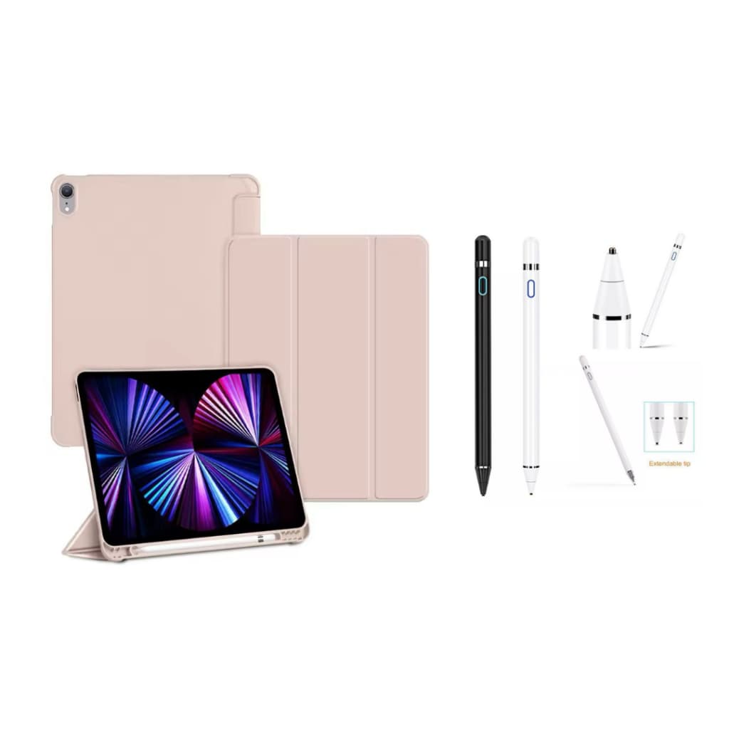 Capa Smart com Pen Slot + Caneta Touch Para IPad 7ª 8ª 9ª Geração 10.2 Rosa Claro