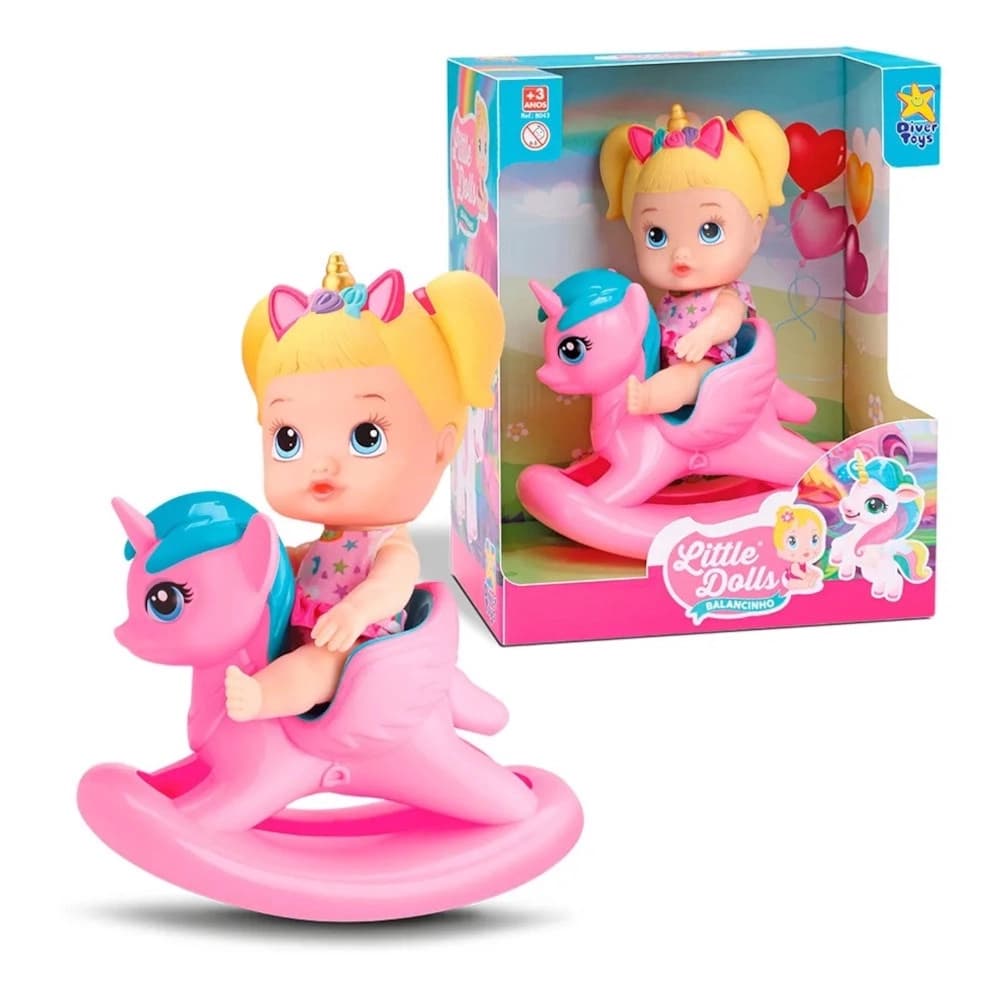Boneca Little Dolls Balancinho Unicórnio - DiverToys