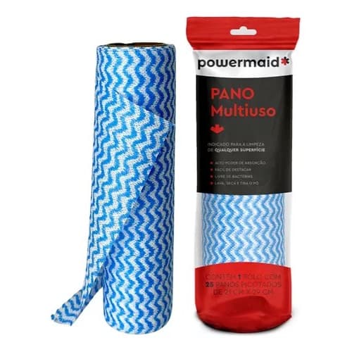 Pano Multiuso Powermaid 25 Peças - Alta Absorção e Secagem Rápida, Ideal para Limpeza de Superfícies