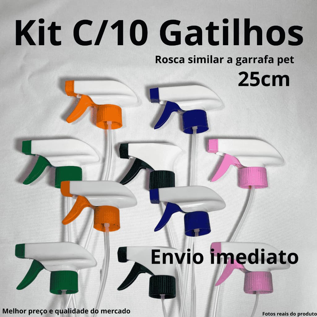 10 Válvulas Gatilho Borrifador Trigger Spray para Frascos Rosca 28/410 - Cores Diversas e mesclada Pulverizador 3 Spray