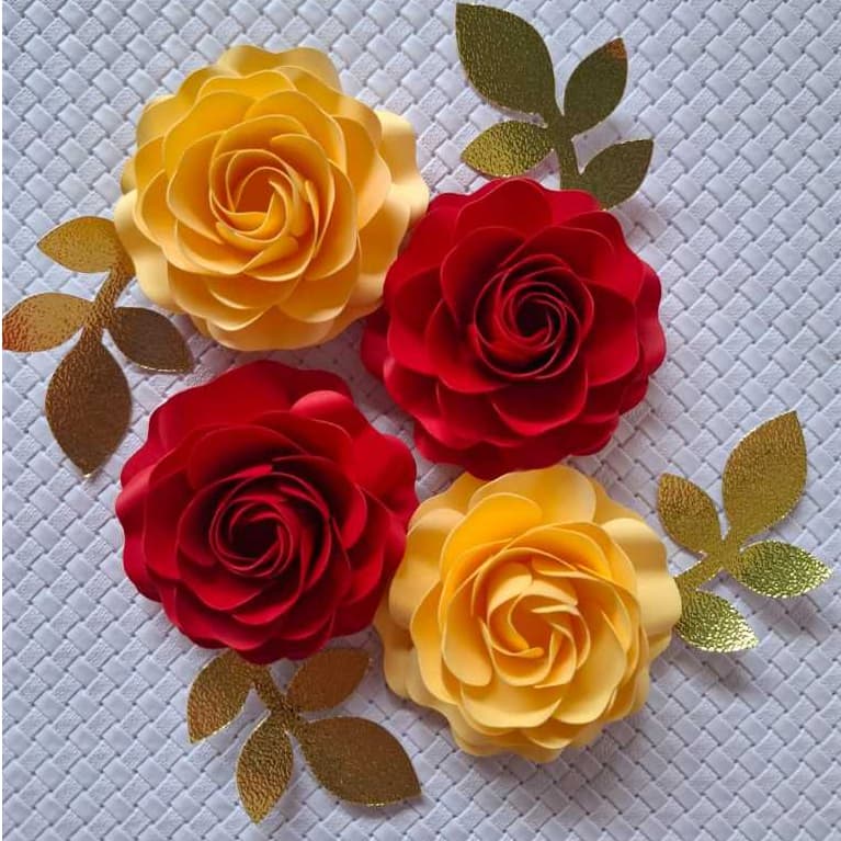 Flores de papel para topo de bolo - decoração de bolo - Topper de bolo Kit com 4 flores