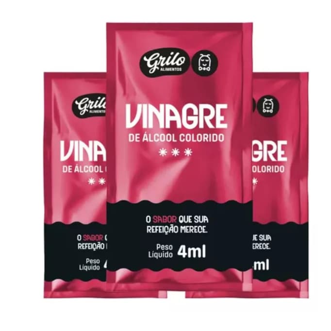 Sachê Vinagre Grilo Alimentos 4ml Cada 3 Caixas Com 184 Und