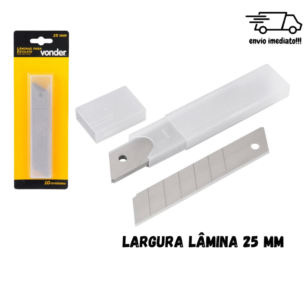 Lâmina estilete 25 mm tubete com 10 peças Vonder
