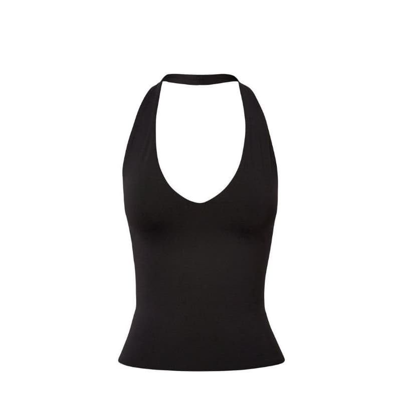 Blusinha frente única preta basica top cropped