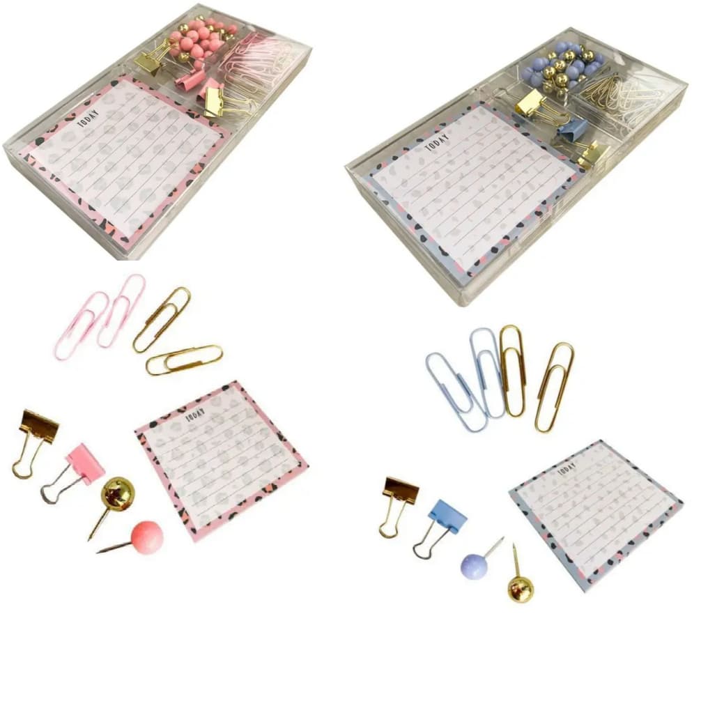 kit office adesivo recado/alfinete/clips -kaz