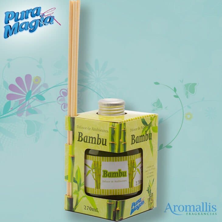 Kit 2 Difusor de Aromas Tradicional Pura Magia Bambu 270ml | Aroma Refrescante e Natural