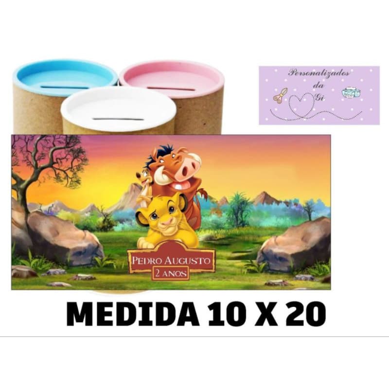 Adesivos Personalizados para Cofrinhos Rei Leão lembrancinhas Personalizadas para festas aniversários.