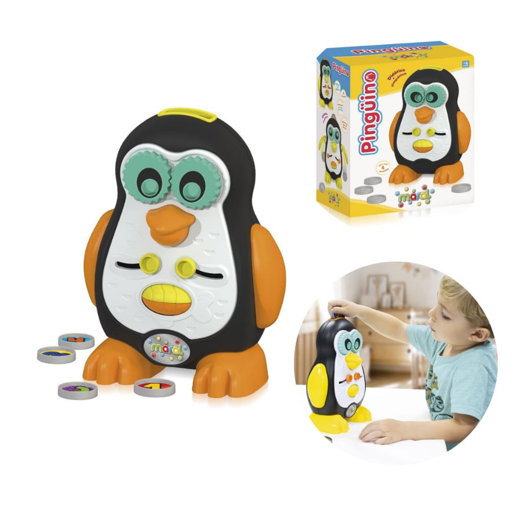 Brinquedo Educativo Pinguim Didático Infantil com Formas e Atividades Interativas