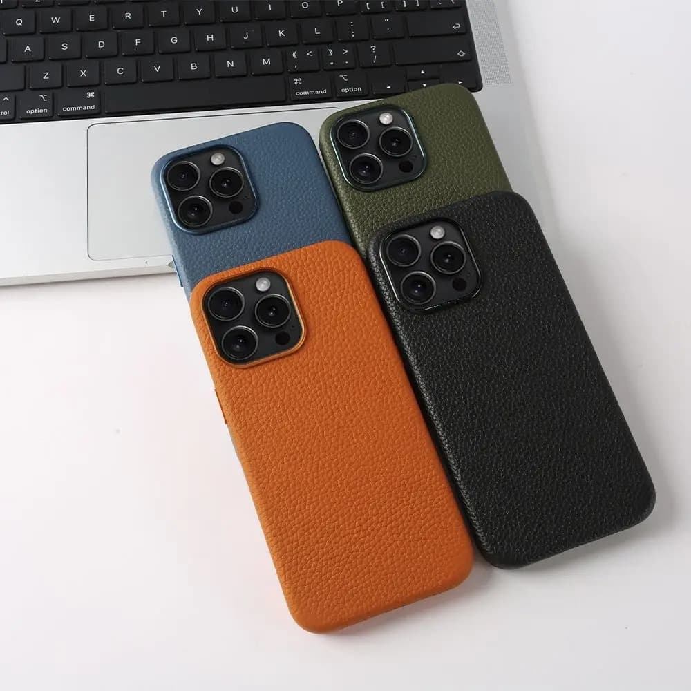 Capa iPhone 16  Leather de Couro MagSafe magnética capinha Pro/ Pro Max Carregamento sem fio