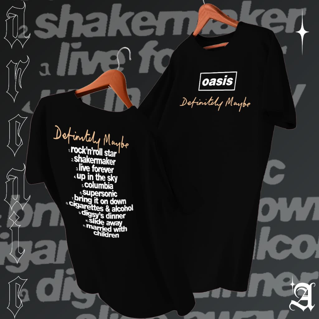 Camiseta Basica Algodao Definitely Maybe Álbum Estreia Banda Rock Oasis Tee Unissex