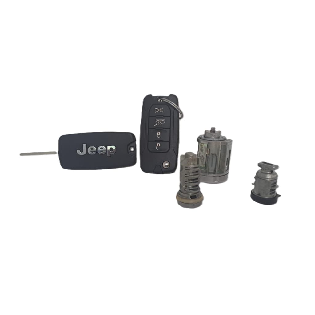 Conjunto completo com 2 Chaves C/chip + 3  Miolos de Porta Jeep Compass 8461334 Original chave original compass