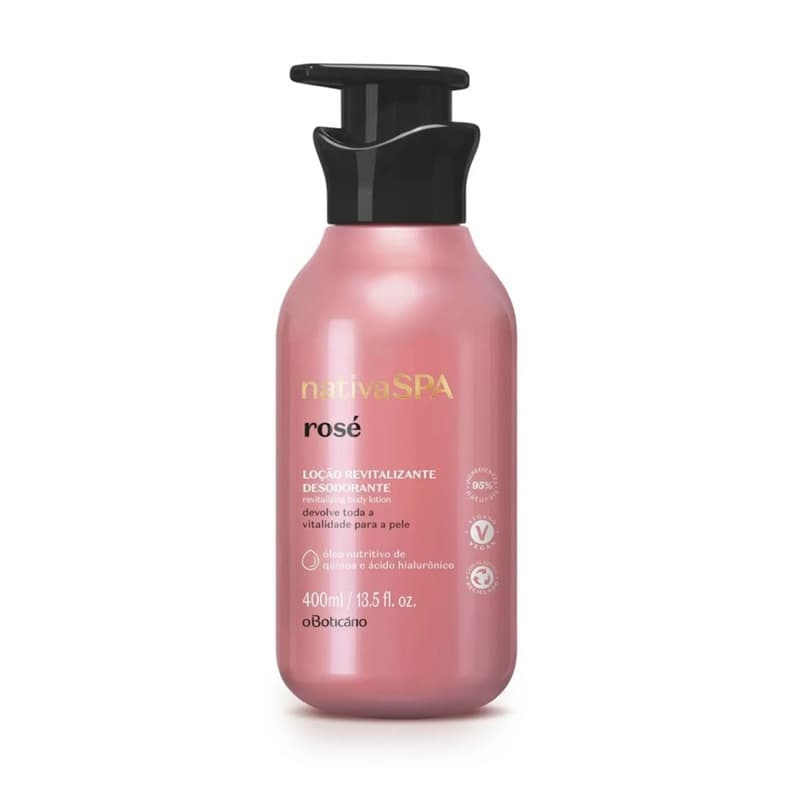 Loção Revitalizante Desodorante Corporal Nativa Spa Rosé, 400 ml Hidratante