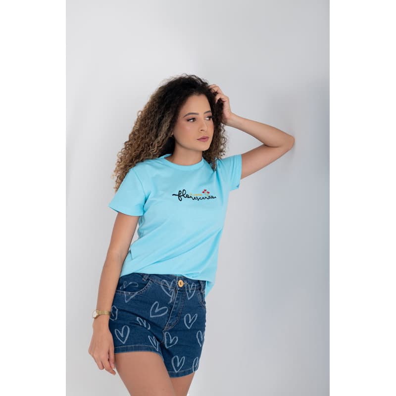 BLUSA T-SHIRT FEMININA BORDADA, BABY LOOK 100% ALGODÃO ,MODA CRISTÃ CASUAL TAM: P,M,G e GG