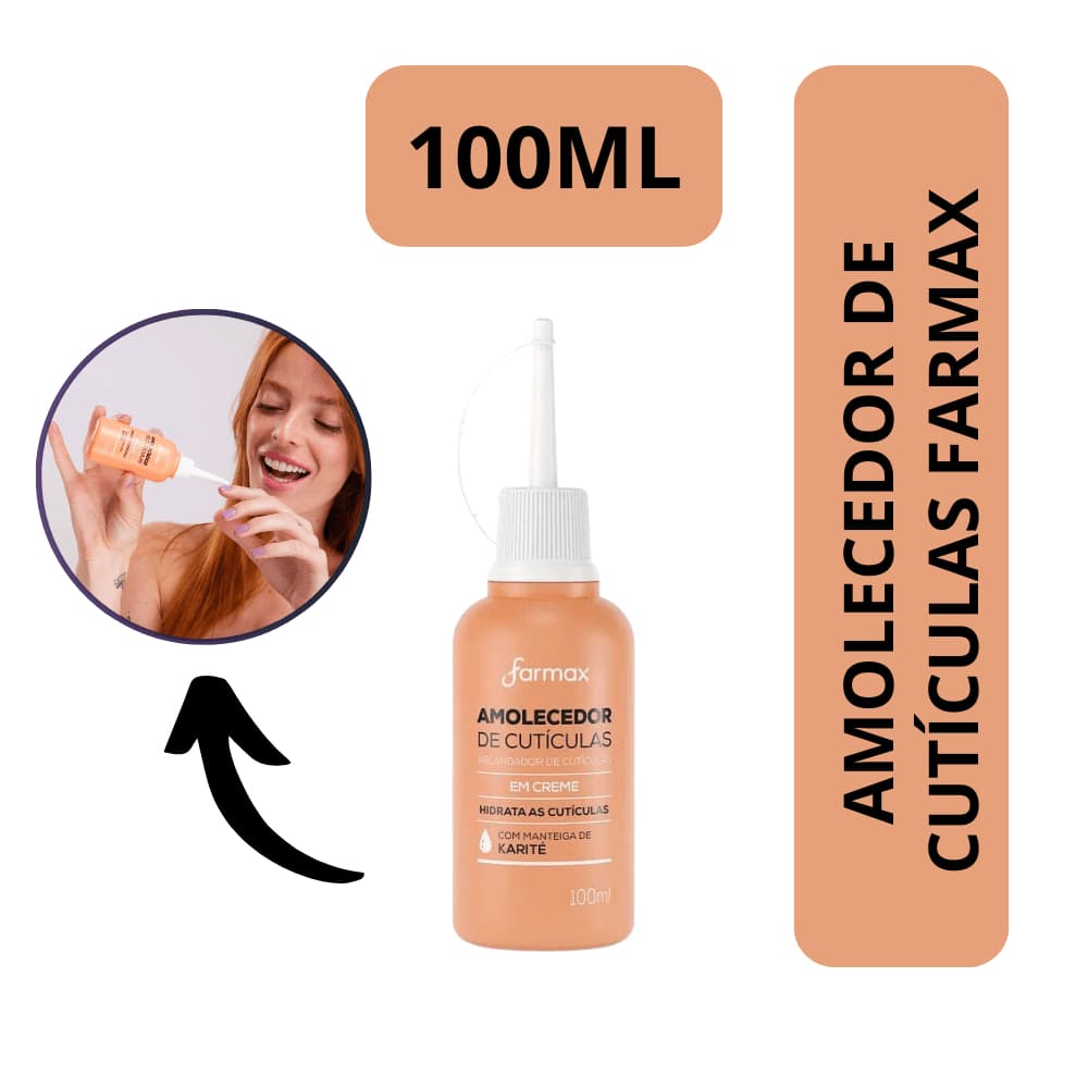 Amolecedor de Cutículas Farmax 100ml em Creme com Manteiga de Karité