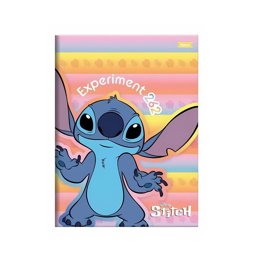 Caderno Pequeno Brochura Stitch 80f Capa Dura - Foroni