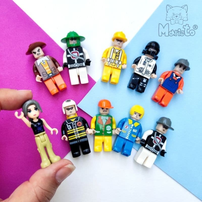 Kit 10 Mini Brinquedos Bonecos de Montar Sortidos