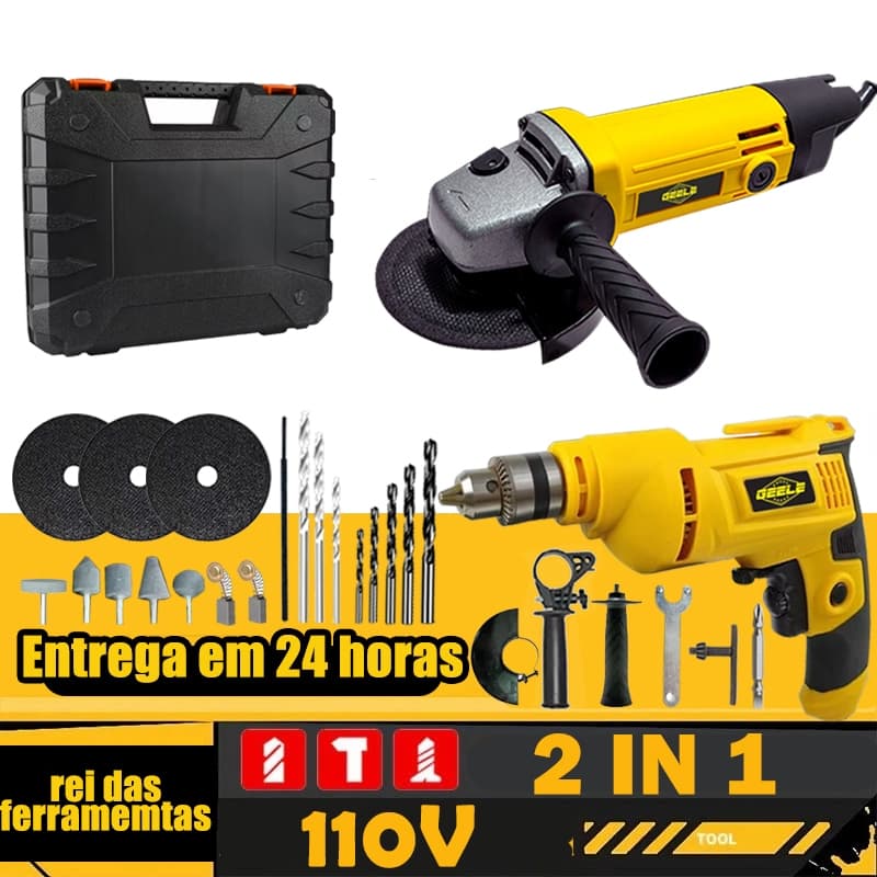 Kit Furadeira / Parafusadeira E Lixadeira / 850W Esmerilhadeira Com 110/220V