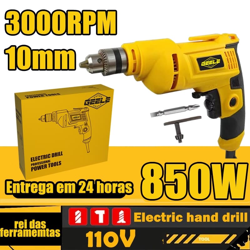 110V/220V Furadeira Parafusadeira 850W Mandril Chave 10 mm 3000RPM GEELE