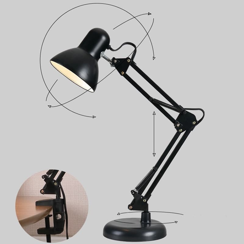 Luminária Abajur De Mesa Articulada Base e Garra 2 Em 1 Luminária Fixar -P5