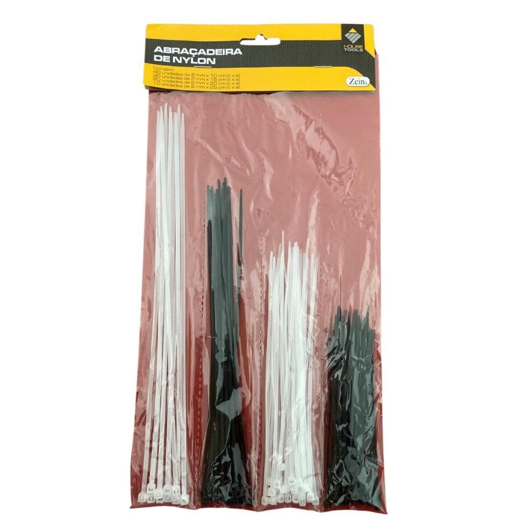 Kit Enforca Gato 4 Tamanhos 100 Peças Nylon Branco Preto House Tolls Zein