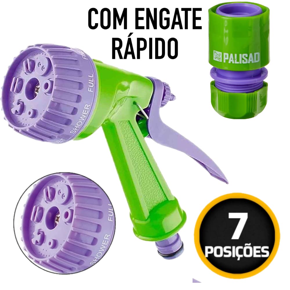 Esguicho Pistola Mangueira de Jardim 7 Posições Engate Rápido - PALISAD-651618