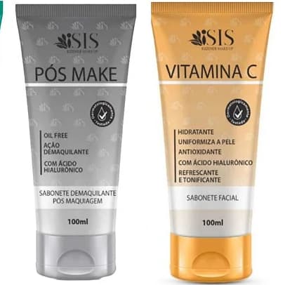 kit 2 Sabonetes Facial ISIS makeup Vitamica C + sabonete demaquilante Acd. Hialuronico 100ml