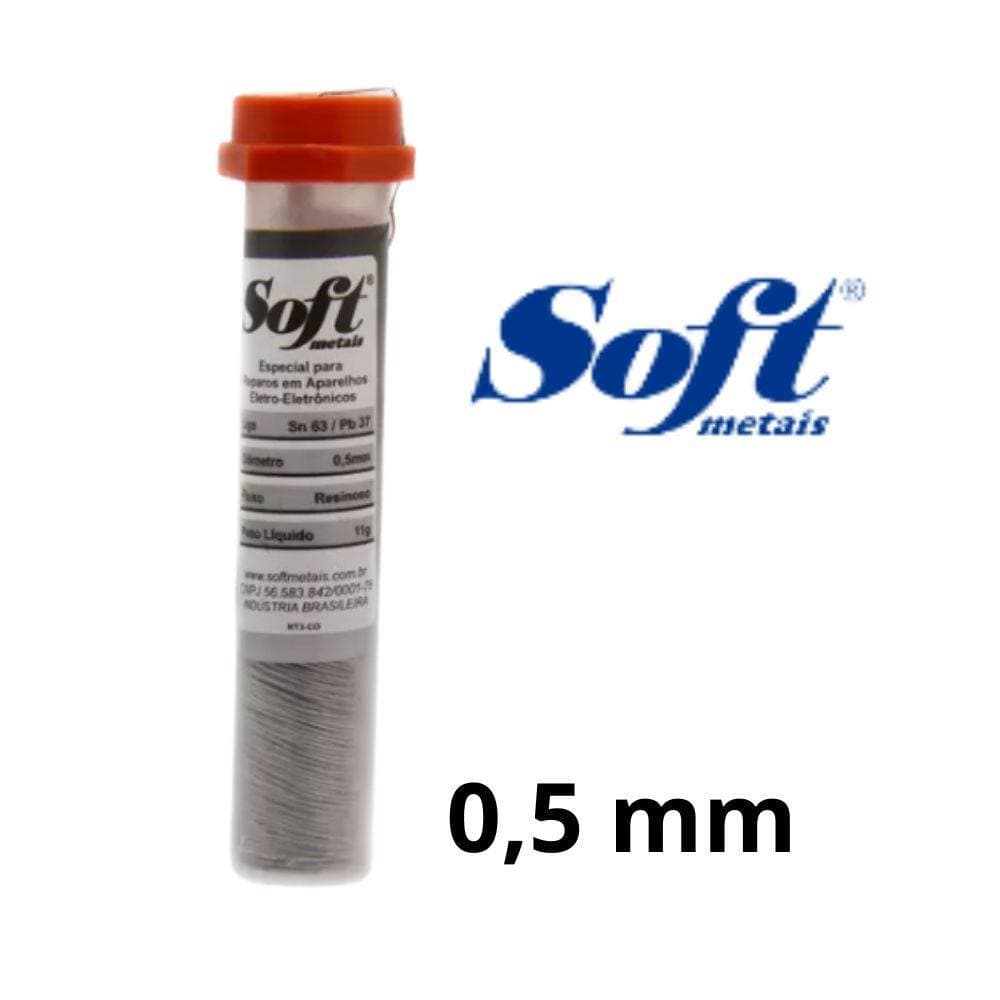 Solda Tubinho Soft Fio de 0,5Mm 6 Metros Liga Sn 63 X Pb 37