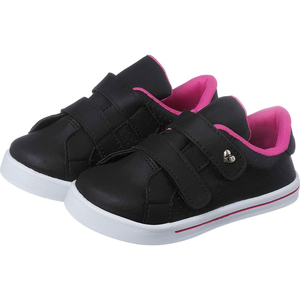 Kidstep Tenis Infantil Feminino Casual Preto Com Pink