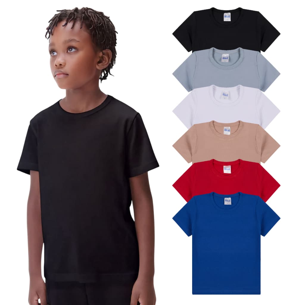 Kit 5 Camiseta Infantil Menino Lisa