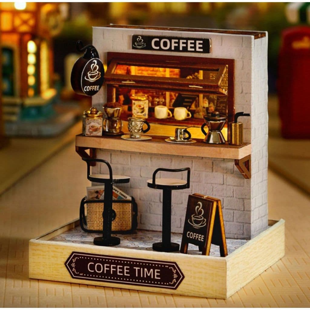 Miniatura Cafeteria 3d C/ Acrílico Diy P/ Montar + Brindes
