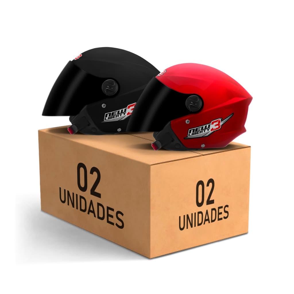 Kit Capacete Moto Aberto Masculino e Feminino Pro Tork New Liberty 3 Three Viseira Fumê Preto Fosco