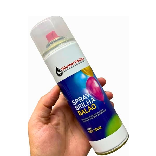 Spray Brilha Balão Silicones Paulista 300ml Realça Cor e Renova Brilho de Balões para Festas