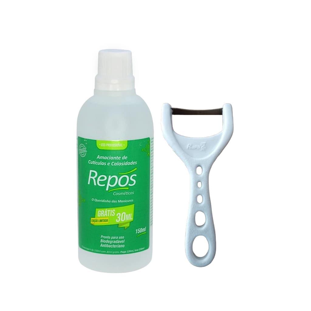 Amaciante de Cutículas e Calosidade 150ml Repós + Raspador Rapapé